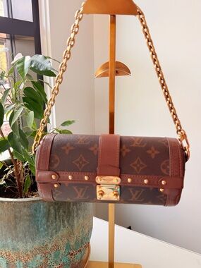 Louis Vuitton TRUNK Monogram BB Papillon Shoulder Bag with 2 Chain/ Strap